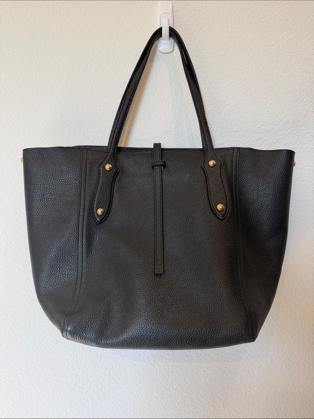 Annabel Ingall Isabella Zippered Tote Black Pebbled Leather